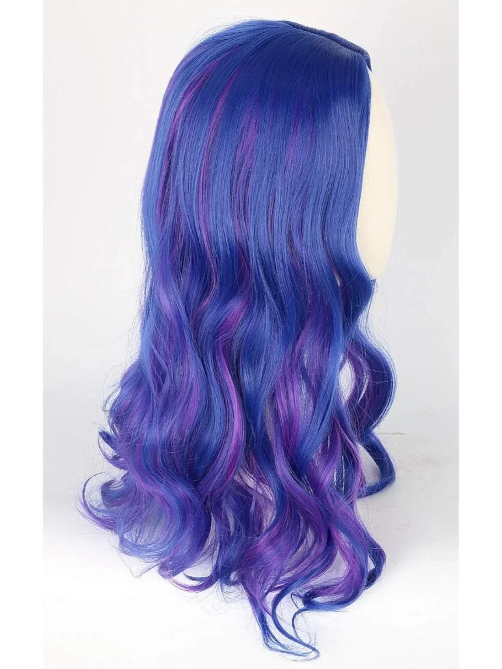 Women's Blue Purple Short Cosplay Halloween Costume Wig With Necklace Earrings